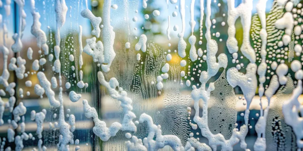 nettoyage de vitre mousse sur vitre